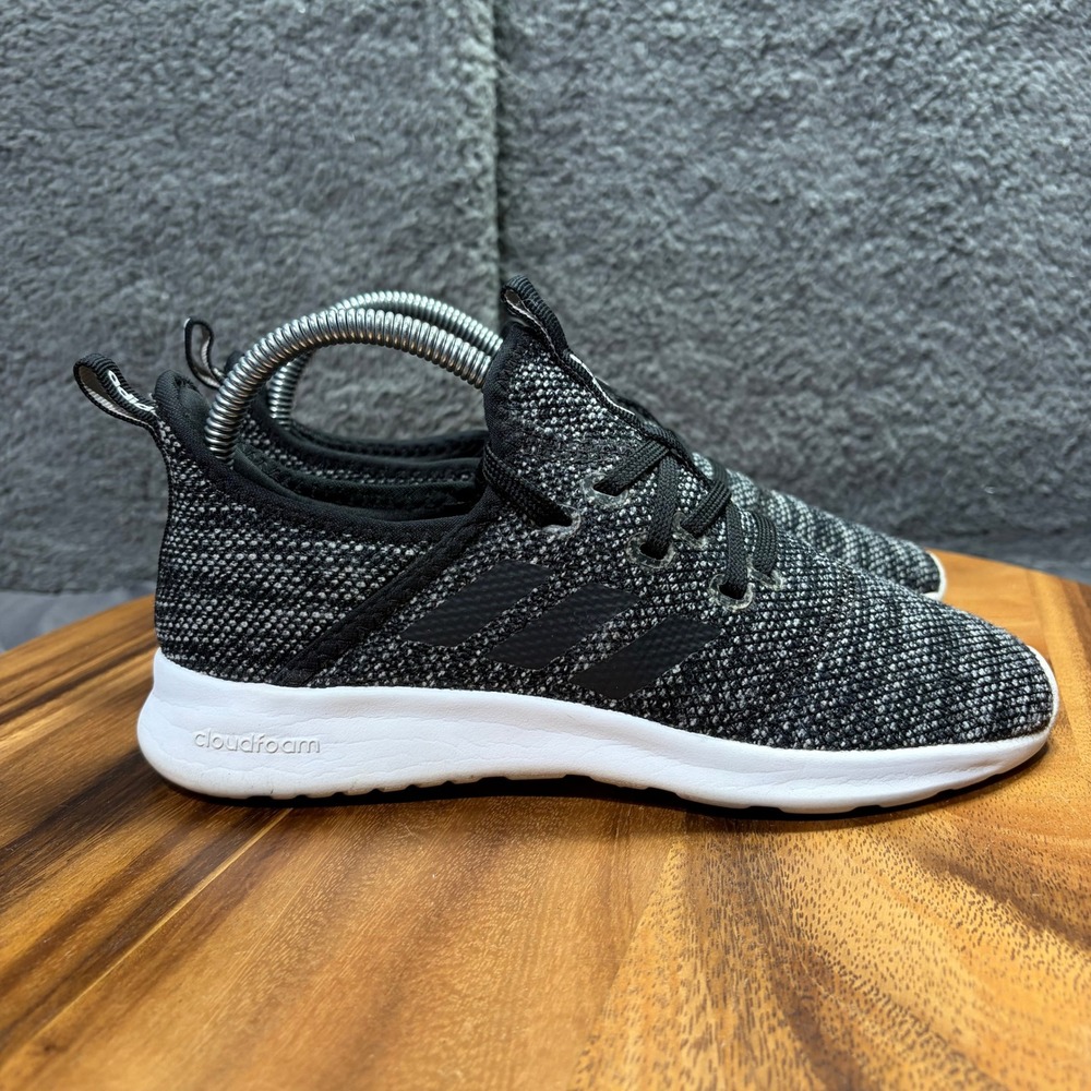 Adidas Cloudfoam Pure Womens Black White Knit Running Shoes DB0694 Size 6